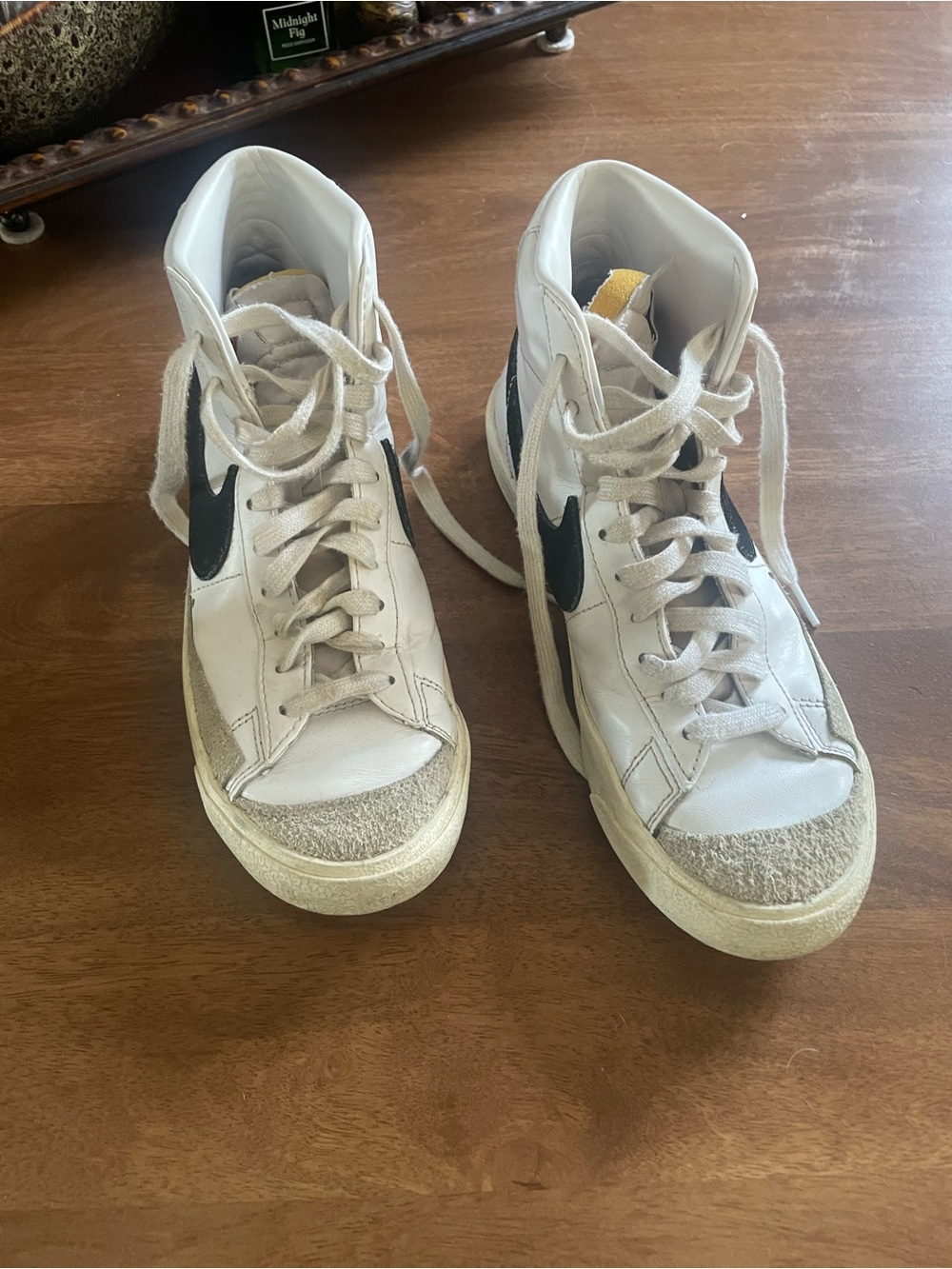 Nike Women’s White High-Top Sneakers with Black Swoosh